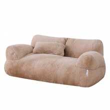 1pc All-Season Pet Sofa Bed, Washable And Detachable Pet Sofa Cover, Multifunctional Plush Pet Rest Chair With Backrest, Comfortable Dog Bed Cat Nest Is Suitable For Indoor Living Room. - Khaki - View 3