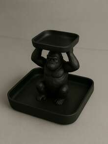 1PC 3D Printed Unique Gorilla Shape Durable Desktop Tray Organizer For Jewelry Cosmetics Keys Home Decor Ornament No Electricity Needed Multifunctional Catch All Storage Box Decorative Room Accent Gift - Black - View 2