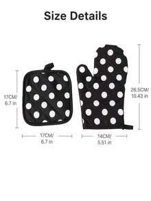 Haus Hana 1/2pcs Black Polka Dot Oven Mitts & Pot Holders, Cute Kitchen Oven Gloves And Hot Pads Set For Cooking, Baking, Microwave, Grilling, Home Kitchen Daily Use & Gift - View 10
