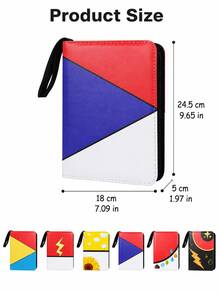 Zazumi 1pc Red White Colorblock Zipper Trading Card Binder, Portable Card Collection Album With Wrist Strap, Game Card Storage Book For TCG Cards, Sports Cards, Collector Organizer & Gift - View 3