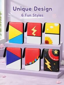 Zazumi 1pc Red White Colorblock Zipper Trading Card Binder, Portable Card Collection Album With Wrist Strap, Game Card Storage Book For TCG Cards, Sports Cards, Collector Organizer & Gift - View 7