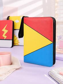 Zazumi 1pc Red White Colorblock Zipper Trading Card Binder, Portable Card Collection Album With Wrist Strap, Game Card Storage Book For TCG Cards, Sports Cards, Collector Organizer & Gift - View 2