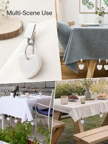 Haus Hana 6pcs Heart Shaped Marble Tablecloth Weights With Metal Clips, Cute Solid Color Clip-On Table Cover Pendants, Practical Tablecloth Holders For Dining Table, Picnic, Patio, Wedding, Party, Garden Decor & Gift - View 8