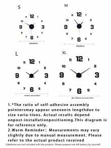 1PC Nordic Style Silent Creative Self-Adhesive Wall Clock, DIY Acrylic Digit Wall Sticker Decor, Luminous Function, Perfect Valentine's Day Gift, Battery Powered (AA Battery Not Included), Suitable For Living Room And Bedroom - Multicolor - Black - View 2
