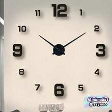 1PC Nordic Style Silent Creative Self-Adhesive Wall Clock, DIY Acrylic Digit Wall Sticker Decor, Luminous Function, Perfect Valentine's Day Gift, Battery Powered (AA Battery Not Included), Suitable For Living Room And Bedroom - Multicolor - Black - View 1