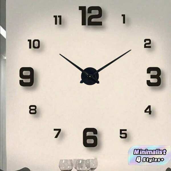 1 Stück Nordischer Stil Leise Kreative Selbstklebende Wanduhr, DIY Acryl Ziffern Wandaufkleber Dekoration, Leuchtfunktion, Perfektes Valentinstag Geschenk, Batteriebetrieben (AA Batterie nicht enthalten), Geeignet für Wohnzimmer und Schlafzimmer