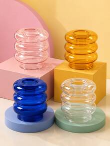Joivida Dual Function Glass Flower Vase Tealight Candle Holder, Creative Multi-Use Glass Candlestick For Party Dinner Table Wedding Home Decorations - multicolor - View 8