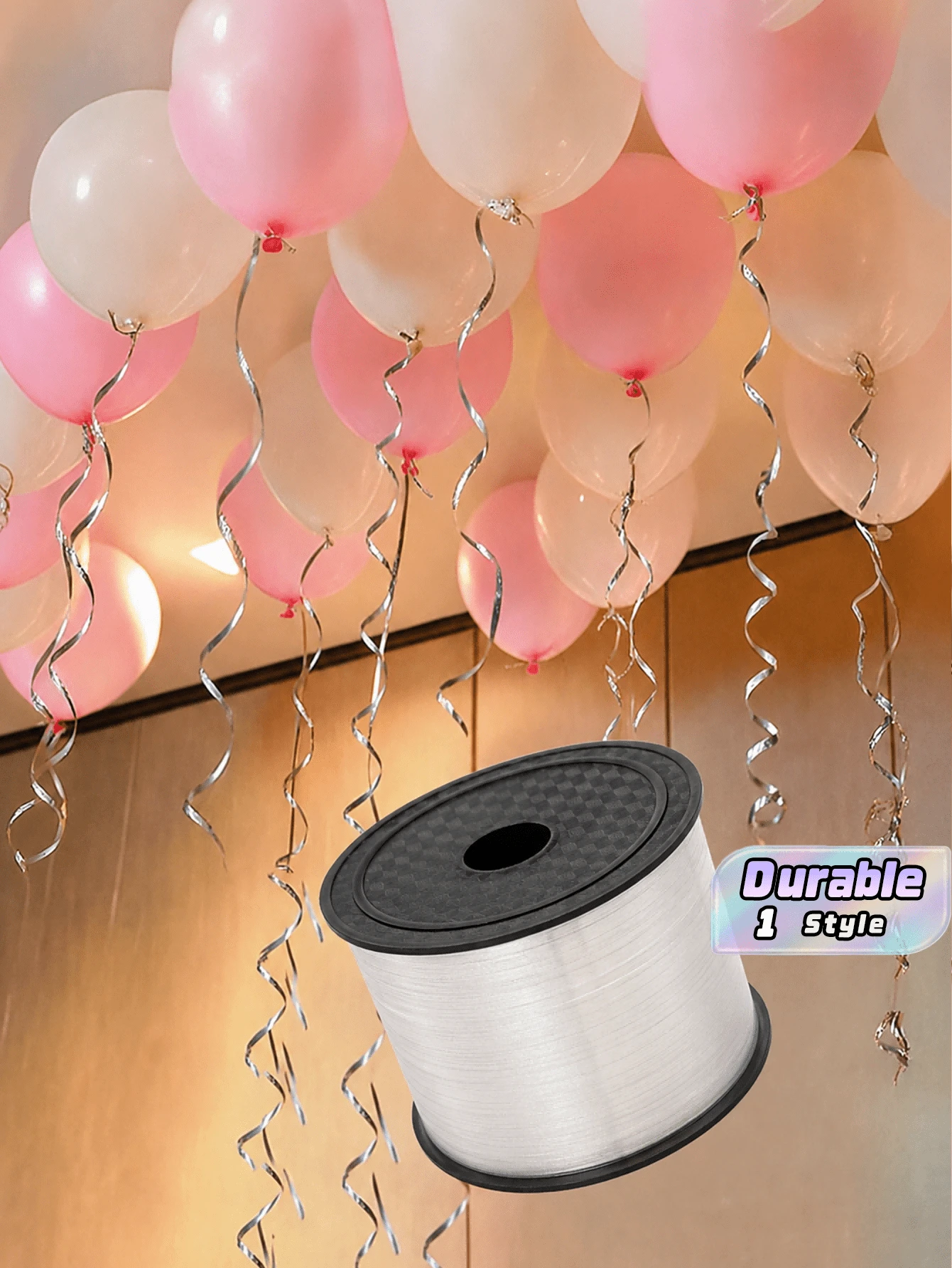 1PC Standard Length Waterproof Tear Resistant Flexible Easy Knot Reusable White Plastic Balloon Tie Strip Gift Wrapping Ribbon For Birthday Wedding Graduation Indoor Outdoor Celebration DIY Party Decor Packing Accessory - View 1