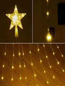 Solar Weihnachtsdekoration Lichter, 200/290 LED Wasserfall Lichterkette mit Stern Baumspitze, 8 Modi IP65 wasserdicht für Innen- und Außenbereich - für Garten, Party, Zuhause, Feiertage (Warmweiß/Mehrfarbig) - Solar Led String Light - Übersicht 4