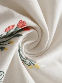 Veyra Day 2/3 PiecesBedding Set, 100% Polyester, Embroidered Floral Pattern Duvet Cover Set. Includes 1 Duvet Cover + 1 Or 2 Pillowcases, No Inner Filling Included, Ideal For Bedroom & Bed Decoration. - White - View 5