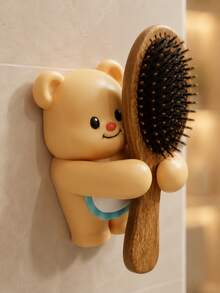 Joivida 1pc Cute Bear Wall-Mounted Razor & Comb Holder, No-Drill Bathroom Storage Rack, Adhesive Organizer For Shower Sink Vanity - Multicolor - View 7