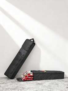 1 Large-Capacity Black Christmas Gift Packaging Bag, PVC Waterproof Wrapping Paper Storage Bag, With Handle, Easy-To-Carry Tubular Container. - Black - View 11