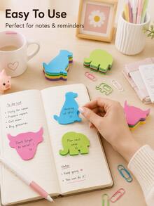 Joivida Cartoon Animal Shaped Sticky Notes Cute Self-Adhesive Memo Pads Journal Decor Stickers Bulk Supply,The Adhesive Pages Write Smoothly Without Ink Smudging, Suited For Journal Layout Marking And Daily Note Taking. - multicolor - View 9