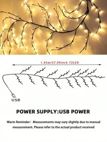 1 قطعة مصباح غصن شجرة اصطناعي بطول 1.8 متر/5.9 قدم، شكل غصن الصفصاف الناعم والمرن، يعمل ب- USB أو البطارية، 8 أوضاع، 96/144 خرزة LED، مناسب لديكور غرفة المعيشة الداخلية & غرفة النوم، إضاءة أجواء حفلات أعياد الميلاد - متعدد الألوان - مشاهدة 17