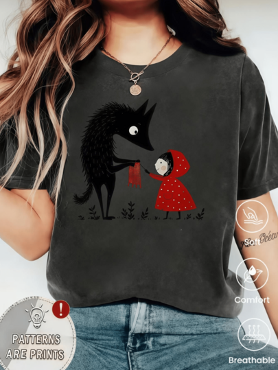 Camiseta de manga corta nueva primavera-verano, gramaje de 220 g. Estampado de dibujos animados, modelo para parejas.