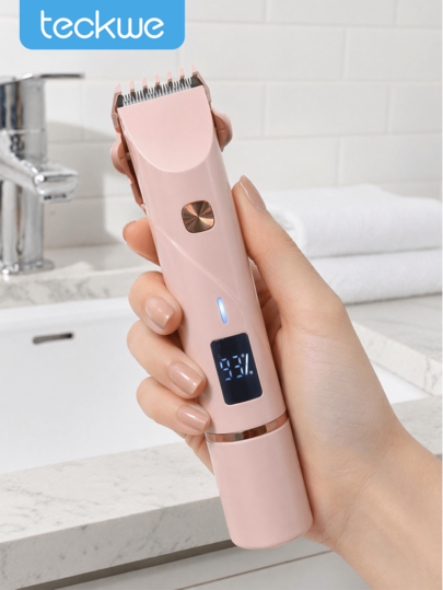 Teckwe 1 Stück elektrischer Haarentferner mit Doppel-Kopf, USB-aufladbarer wasserdichter Epilierer mit LED-Anzeige, tragbarer Körperhaartrimmer für Gesicht, Achseln und Bikinizone