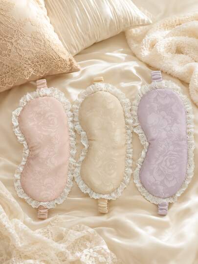 Cirelle 1pc Sleeping Mask With Lace Trim For Minimalist Office Nap Time Featuring Captivating Visual Delight And Tactile Sensory Comfort For Urban Career Women And Teens