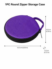 Zazumi 1pc Solid Color Round Oxford Cloth CD/DVD Storage Case, Portable Zipper Disc Organizer Wallet With Handle, Compact Car CD Bag For Music Discs, Home, Office, Travel & Daily Media Storage - View 13