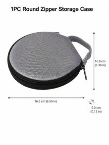 Zazumi 1pc Solid Color Round Oxford Cloth CD/DVD Storage Case, Portable Zipper Disc Organizer Wallet With Handle, Compact Car CD Bag For Music Discs, Home, Office, Travel & Daily Media Storage - View 10