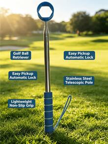 Extendable Golf Ball Retriever Stainless Steel Shaft, Lightweight Golf Ball Pick Up Tool For Lake Grass Sand Bunker, Comfort Foam Grip Golf Training Equipment - Multicolor - View 5