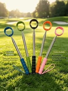 Extendable Golf Ball Retriever Stainless Steel Shaft, Lightweight Golf Ball Pick Up Tool For Lake Grass Sand Bunker, Comfort Foam Grip Golf Training Equipment - Multicolor - View 4