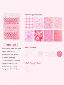 15Pcs Textured Scrapbook Paper & Mesh Fabric Combo Pack, Assorted Specialty Craft Paper For Scrapbooking Journaling Bullet Journal Mixed Media Collage Card Making Decorations - Multicolor - View 9