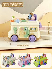 Multifunctional Activity Bus Toy For 10M+ Babies, Shape Sorting Push Car With Pop-Up Animals & Colorful Buttons, Fun Interactive Plaything For Kids, Suitable For Daily Play & Gift - Multicolor - View 2