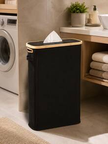1/2Pcs Modern Minimalist Bamboo Fabric Storage Basket With Lid, Foldable Roll Tissue Toilet Paper Organizer Bin, Multi-Purpose Sundries Holder For Bathroom Bedroom Home Decor - Multicolor - View 3