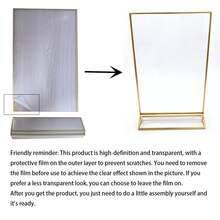 1pc Gold-Color Acrylic Transparent Table Card Holder. Gold-Plated Edge, Double-Sided Menu Display Stand. Acrylic Photo Frame, Applicable For: Wedding, Drinks, Restaurant, Banquet Seating Signs, Price Tag, Recipe Card Display In Stores. - multicolor - View 4