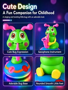 Dancing Sax Musical Caterpillar Light Toy, Auto Swing Rotation With Sound & Color Lights, Cartoon Electric Interactive Toy, Suitable For Kids Over 2 Years Old Daily Play & Gift - Multicolor - View 6