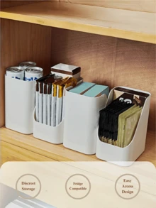 Zazumi 1PC Home Use Cosmetics Storage Box With Slanted Mouth, Washbasin Bathroom Storage Rack, Desktop Spare Parts Storage Box Can, Fridge Veg Storage Box - White - View 1