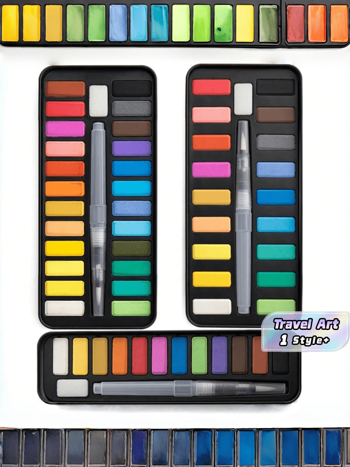 Portable Solid Watercolor Paint Kit With Mixing Palette, DIY Art Supplies In Metal Case, Travel Painting Set For Journaling & Card Making, Adults - one-size - View 1
