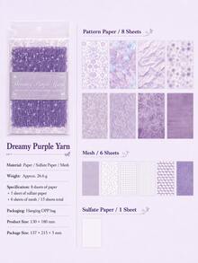 15Pcs Textured Scrapbook Paper & Mesh Fabric Combo Pack, Assorted Specialty Craft Paper For Scrapbooking Journaling Bullet Journal Mixed Media Collage Card Making Decorations - Multicolor - View 10