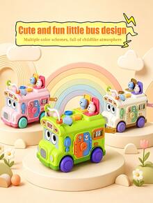 Multifunctional Activity Bus Toy For 10M+ Babies, Shape Sorting Push Car With Pop-Up Animals & Colorful Buttons, Fun Interactive Plaything For Kids, Suitable For Daily Play & Gift - Multicolor - View 7