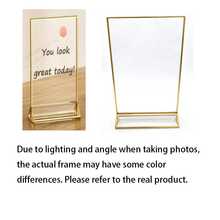 1pc Gold-Color Acrylic Transparent Table Card Holder. Gold-Plated Edge, Double-Sided Menu Display Stand. Acrylic Photo Frame, Applicable For: Wedding, Drinks, Restaurant, Banquet Seating Signs, Price Tag, Recipe Card Display In Stores. - multicolor - View 3
