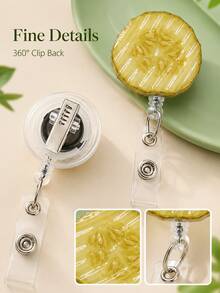 superFUNNYmarket 1/2pcs Funny Pickle Retractable Badge Reel, Cute Pickle Slice ID Badge Holder With Clip, Portable Name Tag Card Reel For Nurse, Teacher, Office Worker, Student, Work Badge & Daily Use - multicolor - View 5