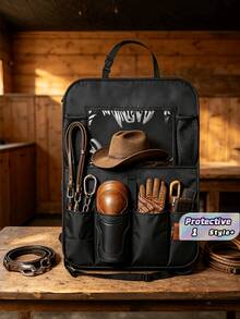 1 st stor förvaringsväska för hästutrustning, slitstark organiseringsväska för ridutrustning och cowboytillbehör, utomhus-, stall- och reseaccessoar, present - svart - Visa 1