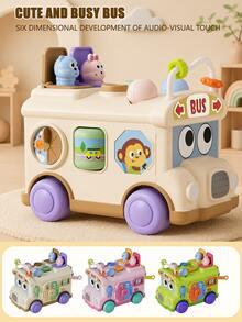 Multifunctional Activity Bus Toy For 10M+ Babies, Shape Sorting Push Car With Pop-Up Animals & Colorful Buttons, Fun Interactive Plaything For Kids, Suitable For Daily Play & Gift - Multicolor - View 4
