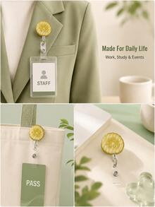 superFUNNYmarket 1/2pcs Funny Pickle Retractable Badge Reel, Cute Pickle Slice ID Badge Holder With Clip, Portable Name Tag Card Reel For Nurse, Teacher, Office Worker, Student, Work Badge & Daily Use - multicolor - View 8