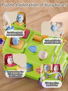 Multifunctional Activity Bus Toy For 10M+ Babies, Shape Sorting Push Car With Pop-Up Animals & Colorful Buttons, Fun Interactive Plaything For Kids, Suitable For Daily Play & Gift - Multicolor - View 5