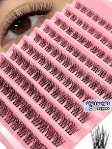 1pc 10 Rows D Curl Wispy Soft Lightweight Fluffy Crisscross Natural Lash Clusters Individual Lashes DIY Eyelash Extension Reusable Easy Apply Daily Party Makeup Gift - D - View 1