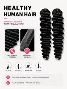 Boho Braids Natural Color Deep Wave Unfelt Wig Crochet Human Hair Extensions Feather Crochet Hair For Miracle Knots Soft Defined Waves Lightweight Natural Looking Easy Installation Reusable Hair Extensions 16-24 Inch - SNatural - View 9