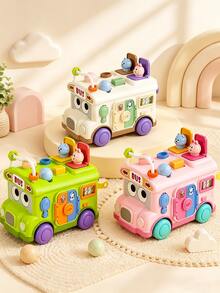 Multifunctional Activity Bus Toy For 10M+ Babies, Shape Sorting Push Car With Pop-Up Animals & Colorful Buttons, Fun Interactive Plaything For Kids, Suitable For Daily Play & Gift - Multicolor - View 1