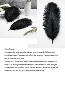 5pcs 20-40cm Artificial Ostrich Feathers, Black And White, DIY Craft Decorative Feathers, Suitable For Christmas, Weddings And Gift Packaging - multicolor - View 5