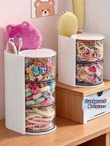 Multi-Layer Dustproof Makeup Brush Holder Organizer, Clear Drawer Cosmetic Storage Box For Hair Ties Clips Headbands Rubber Bands, Countertop Vanity Bathroom Dresser Hair Accessory Storage Caddy - Multicolor - View 1