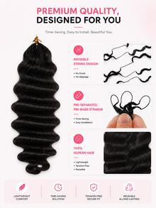 Boho Braids 自然色鬆散深色未氈化假髮鉤編真人髮接髮 羽毛鉤編髮適用於 Miracle Knots 柔軟明顯捲度 輕盈自然外觀 易安裝 可重複使用 16-24 英吋 - SNatural - 查看 5