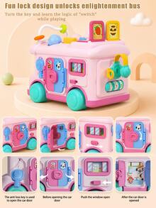 Multifunctional Activity Bus Toy For 10M+ Babies, Shape Sorting Push Car With Pop-Up Animals & Colorful Buttons, Fun Interactive Plaything For Kids, Suitable For Daily Play & Gift - Multicolor - View 3
