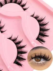 3 Pairs Cat Eye Spike Wet Look 3D Manga Lashes Lightweight Fluffy For Cosplay Anime Thai Extension Daily Date Masquerade Party Makeup Gift - Cat Eye Lashes - View 2