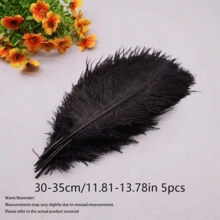 5pcs 20-40cm Artificial Ostrich Feathers, Black And White, DIY Craft Decorative Feathers, Suitable For Christmas, Weddings And Gift Packaging - multicolor - View 9