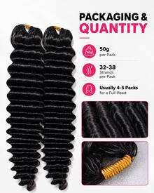 Boho Braids Natural Color Deep Wave Unfelt Wig Crochet Human Hair Extensions Feather Crochet Hair For Miracle Knots Soft Defined Waves Lightweight Natural Looking Easy Installation Reusable Hair Extensions 16-24 Inch - SNatural - View 8